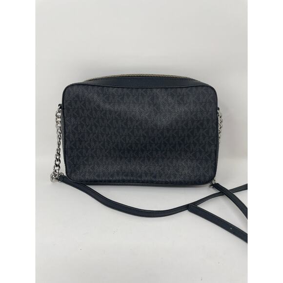 Michael Kors Jet Set Large East West Crossbody Bag Black Logo Saffiano - Picture 2 of 8